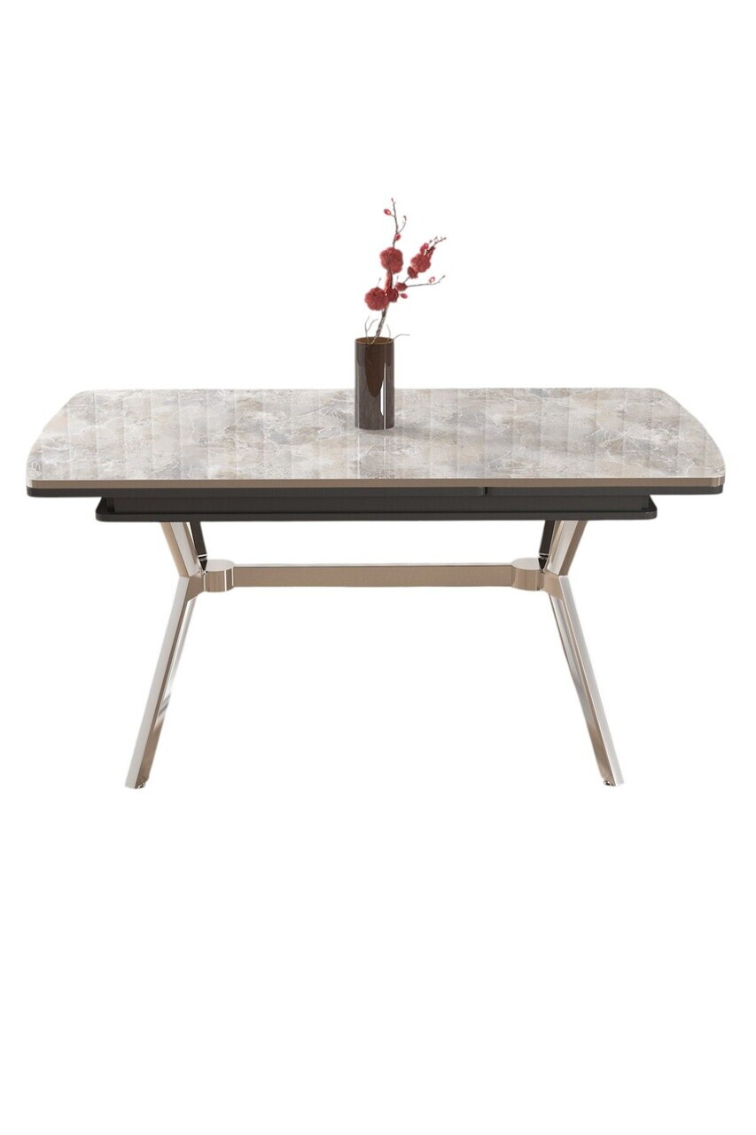 Masa extensibila, Hanah Home, Sim, 89x76x150 cm, Gri/Crom — imaginea 2