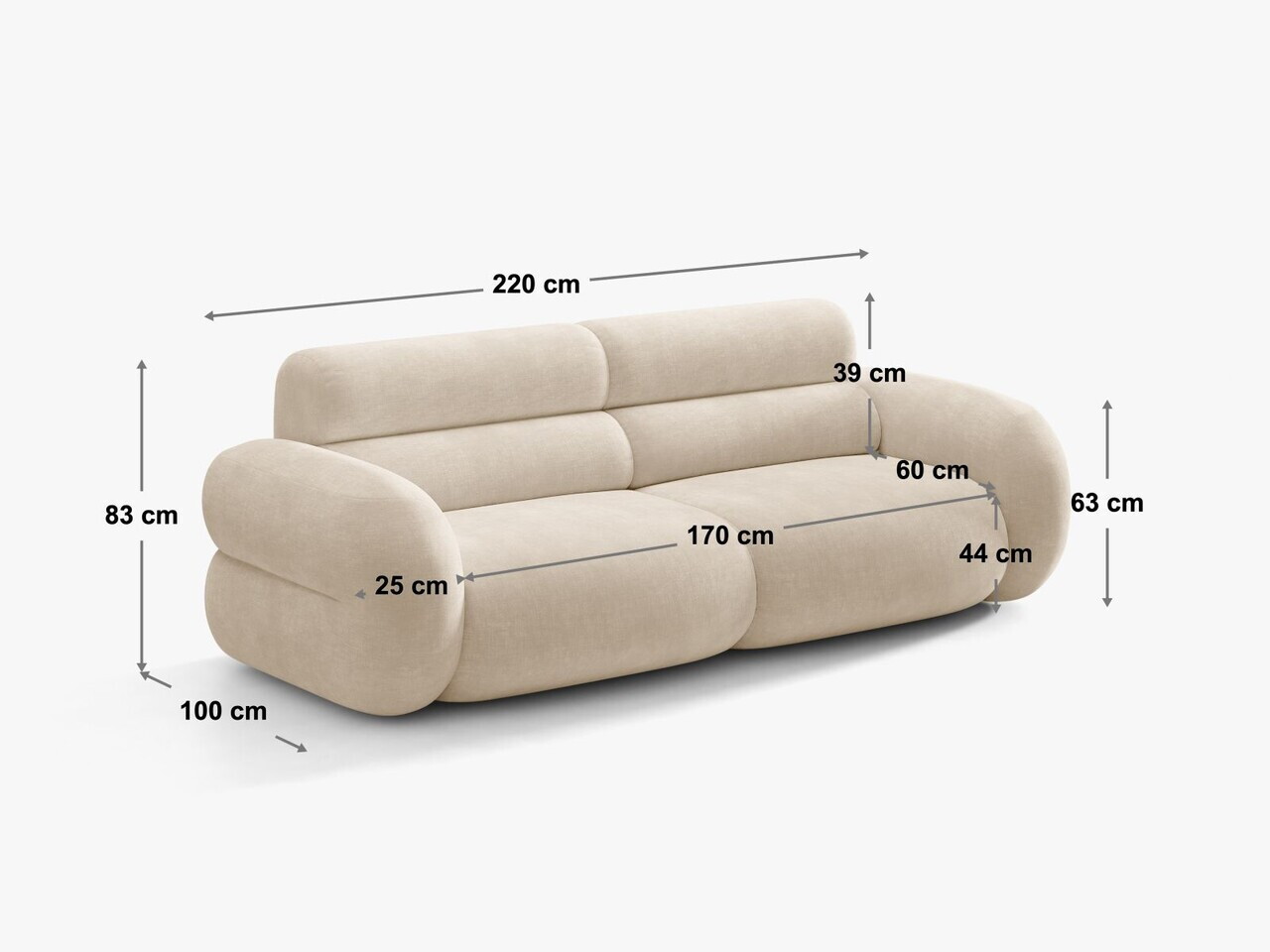 Canapea 3 locuri, Neo, Micadoni Home, 220x100x83 cm, tesatura Chenille, teracota — imaginea 2