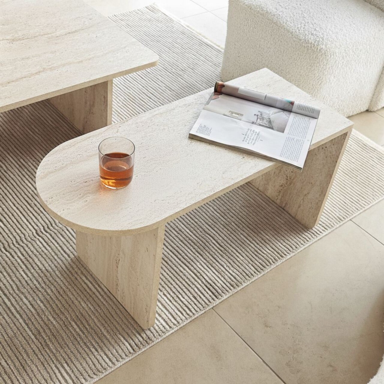 Set masute de cafea, Hanah Home, Paris, Bronz / Travertin - imagine 5