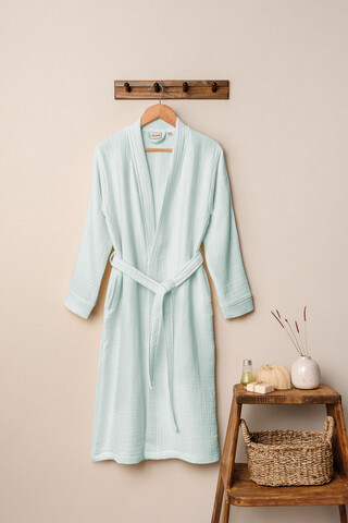 Halat de baie unisex, DC Home, Kimono, Bumbac, Verde menta