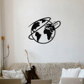 Decoratiune de perete, Travel, metal, 55 x 44 cm, negru