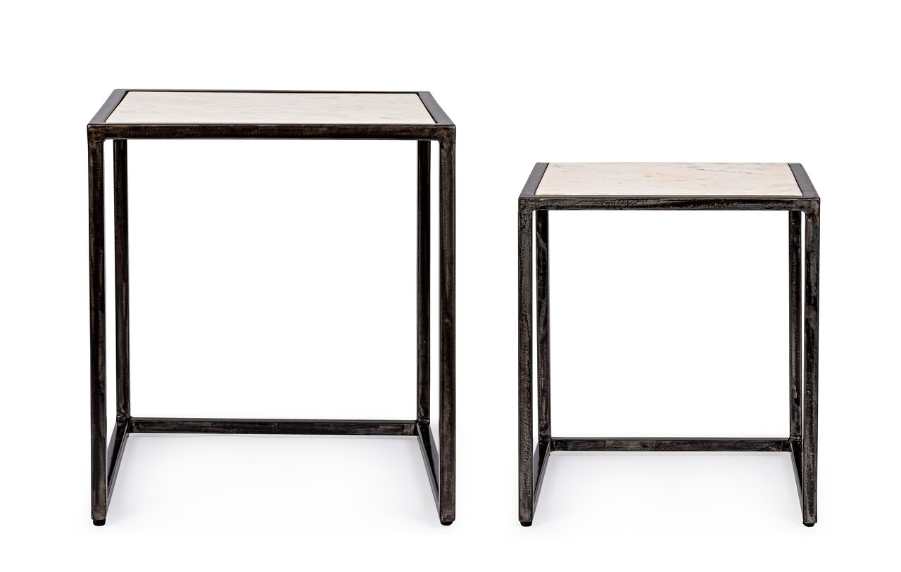 Set 2 masute de cafea Lambeth, Bizzotto, 45x45x50 cm, otel/marmura - 2 | YEO