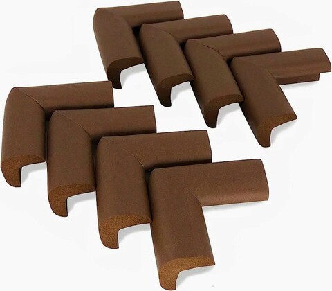 Set 8 protectii colturi mobila InnovaGoods, 5 x 2 x 5 cm, burete cauciucat, maro InnovaGoods