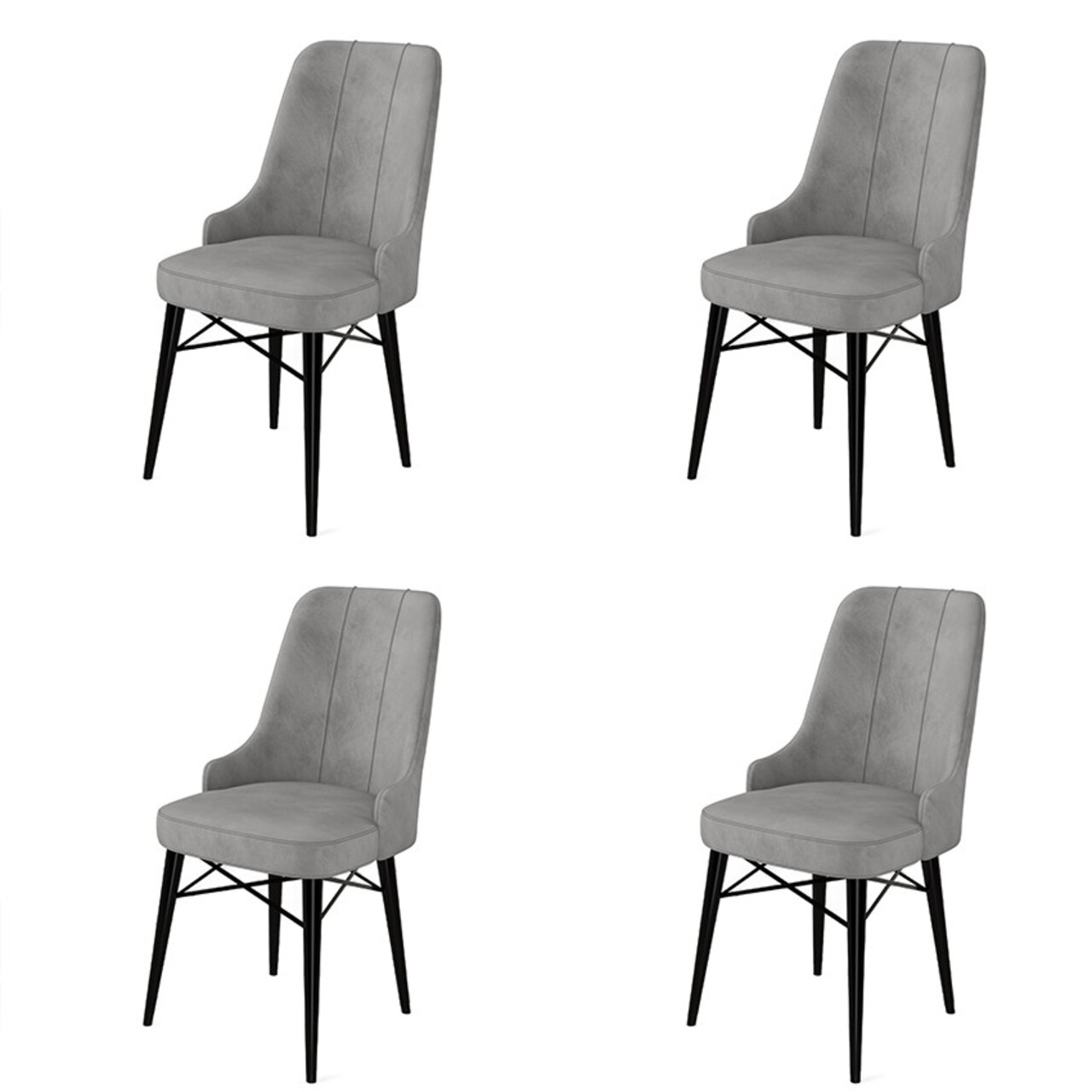 Set de scaune, Charlotte, Pare, Metal, Gri/Negru