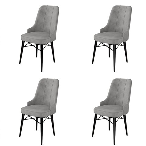 Set de scaune, Charlotte, Pare, Metal, Gri/Negru