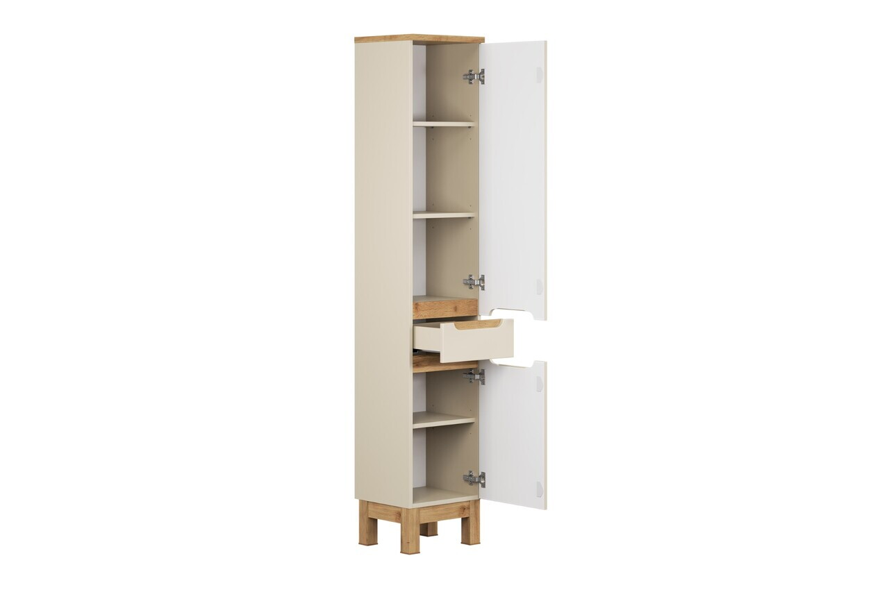 Set mobilier baie Bali Cashmere Wotan 80 cm, dulap inalt si masca cu lavoar, Comad, MDF/PAL, casmir - view 7