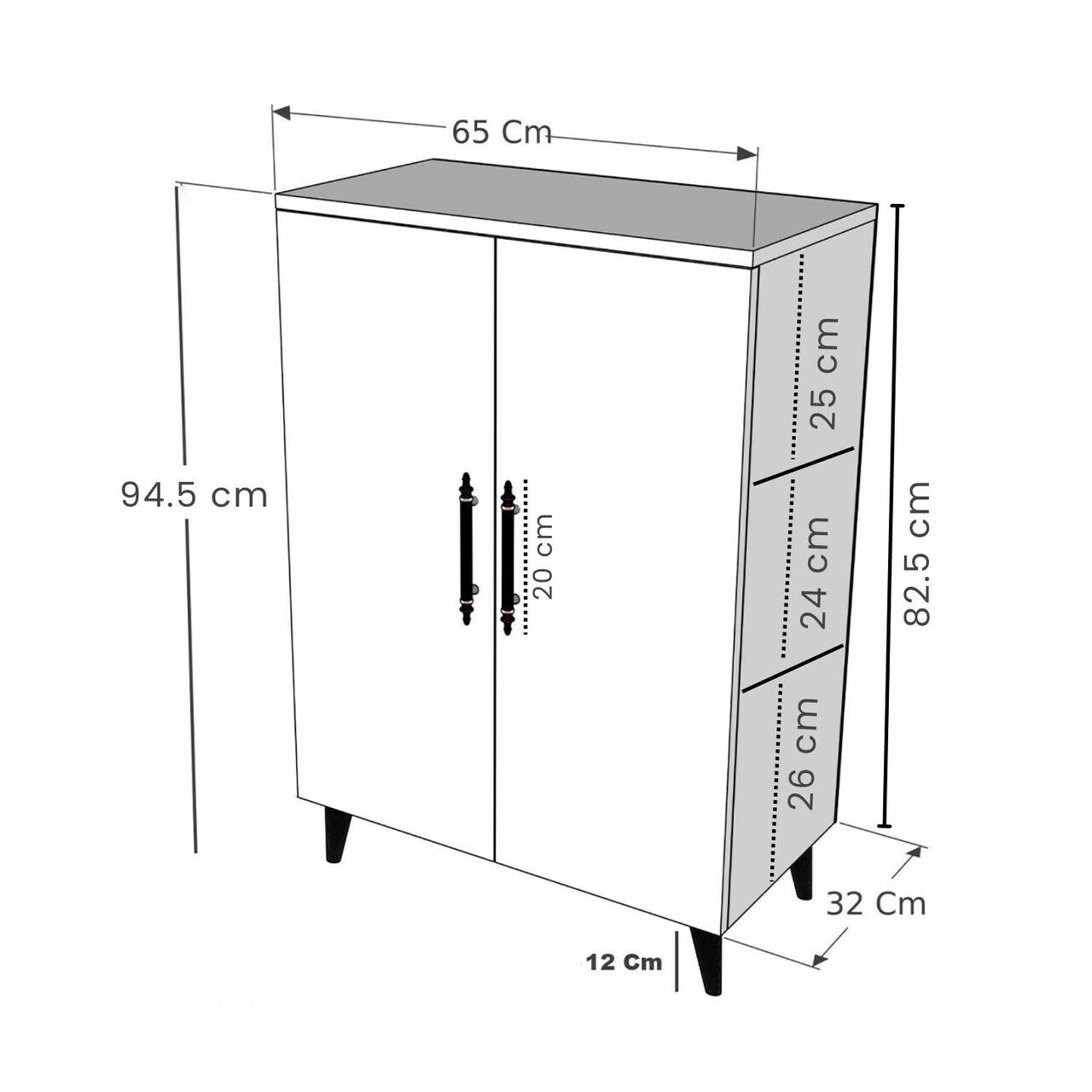 Dulap multifunctional, Hanah Home, 3 Raf 2 Kapak, 65x94.5x32 cm, Antracit — imaginea 7