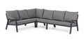 Set mobilier pentru gradina/terasa 4 piese Jacob, Bizzotto, tesatura ofelin/lemn de tec, gri carbune
