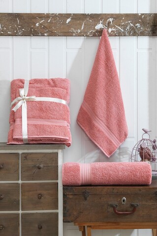 Set prosoape de baie, Eponj Home, DS, Bumbac, Roz somon