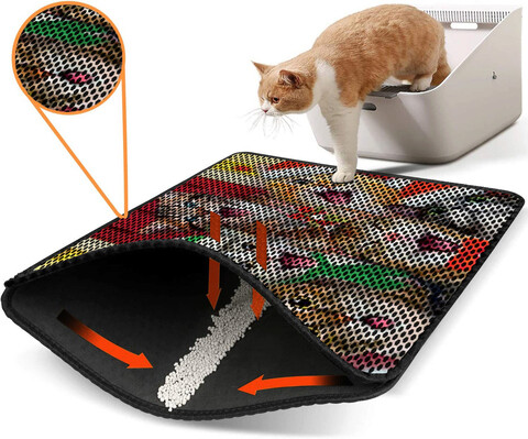 Covoras litiera pentru colectarea granulelor de nisip, Nrszn0170, 45×60 cm, 50% PVC/50% POLIESTER, Multicolor Gravel