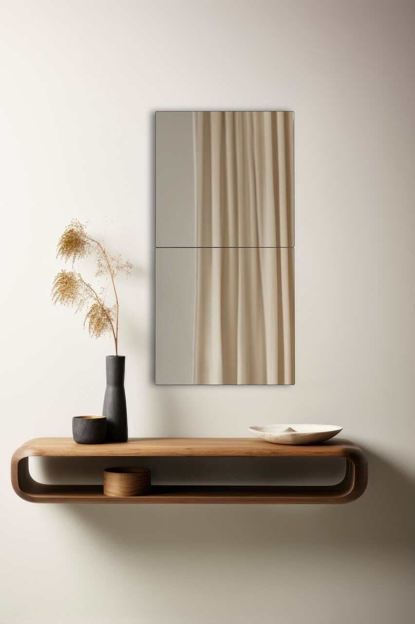 Oglinda decorativa, Mirrorland, Rectangular, Oglindă indestructibilă cu obturator, Argintiu - 1 | YEO