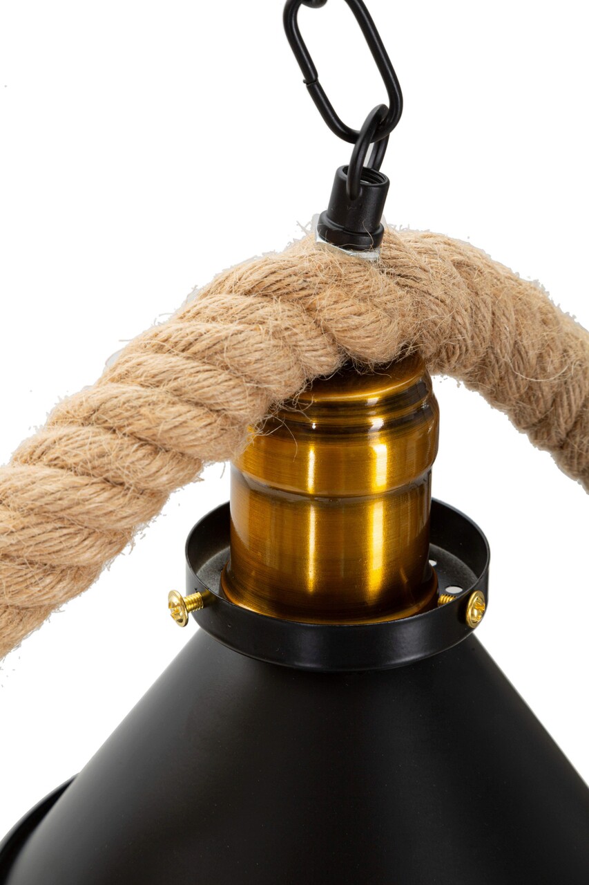 Lustra Rope, Mauro Ferretti, 84 x 20 x 88 cm, 3 x E27, 20W, fier/sfoara, maro/negru - 1 | YEO