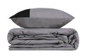 Lenjerie de pat dubla King (FR), Plain - Grey, Black, Cutie de bumbac, Bumbac Ranforce