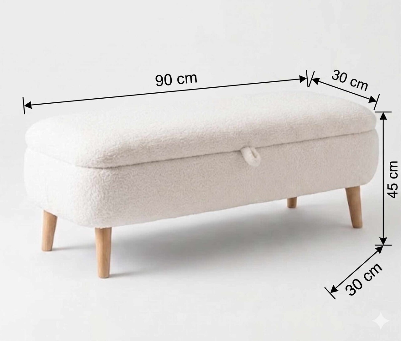 Banca, Hanah Home, Rena, 90x45x30 cm, Alb — imaginea 3