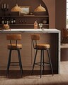 Set 2 scaune de bar, Vasagle, Ekho, 57x101 cm, otel/piele ecologica, maro camel