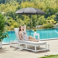Umbrela pentru terasa, gradina, plaja, Songmics, D160 cm,  protectie solara UPF 50+, gri