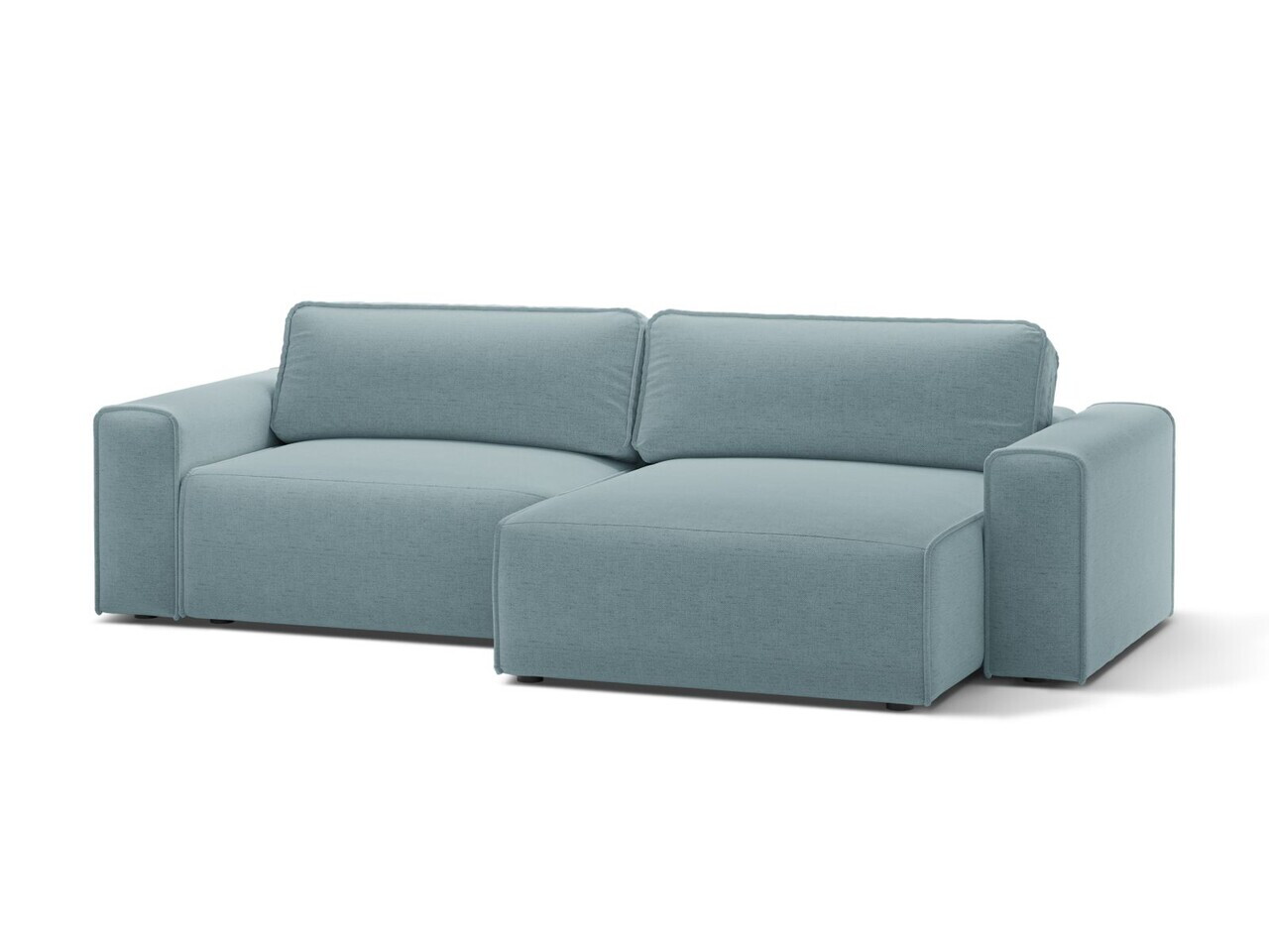 Coltar extensibil dreapta 3 locuri, Victor, Micadoni Home, 246x148x83 cm, tesatura structurata, albastru deschis — imaginea 2