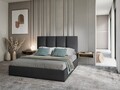 Pat tapitat cu somiera rabatabila si lada depozitare, Juniper, Mazzini Sofas, 208x170x104 cm, catifea, gri inchis