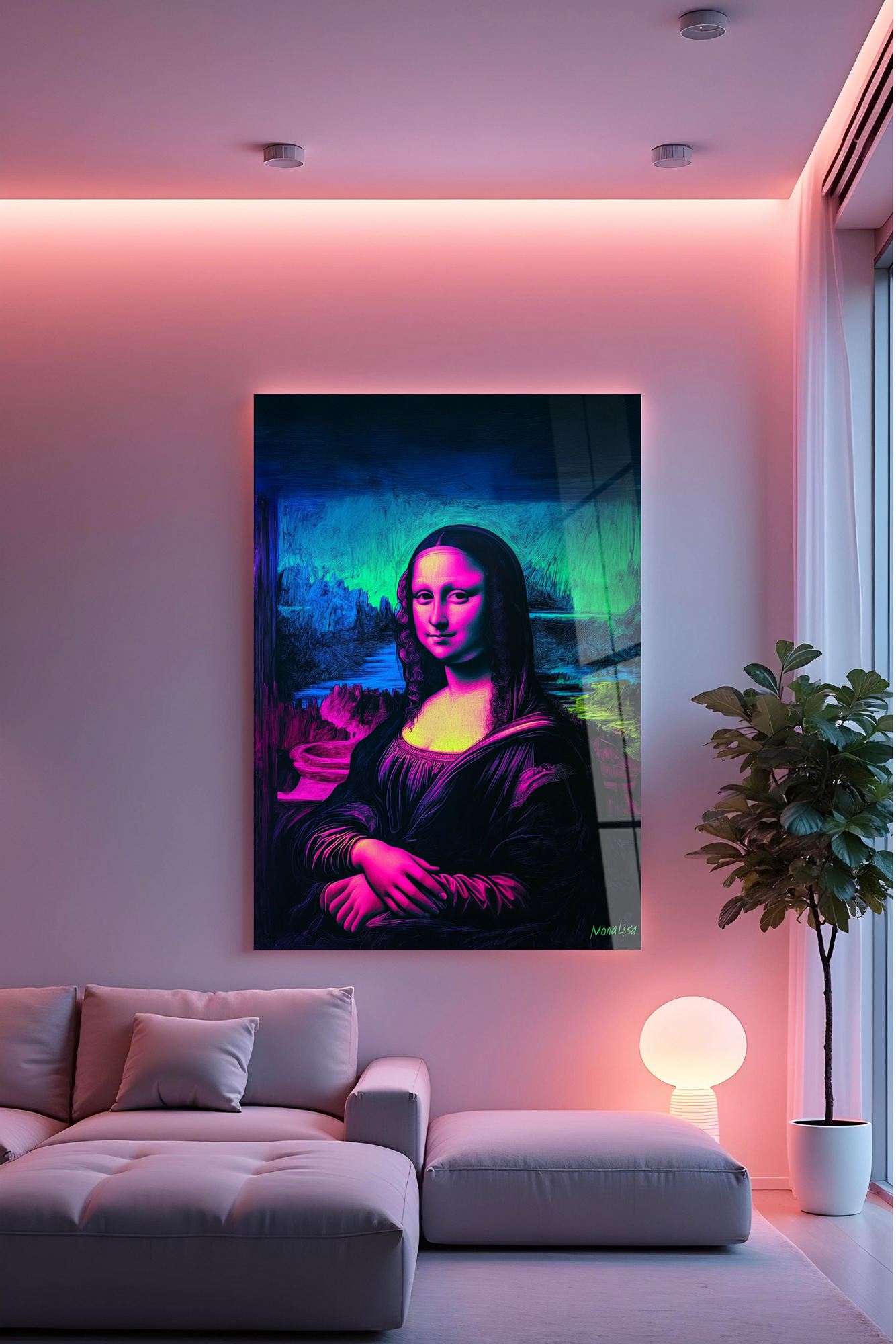 Tablou decorativ, Hhlneon0032, 70 x 100 cm, Multicolor