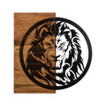 Decoratiune de perete, Lion Metal Decor, lemn/metal, 56 x 58 cm, negru/maro