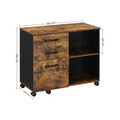 Dulap de birou pentru dosare, Vasagle, cu roti, compartiment A4 si letter, 80x40x66 cm, PAL, maro