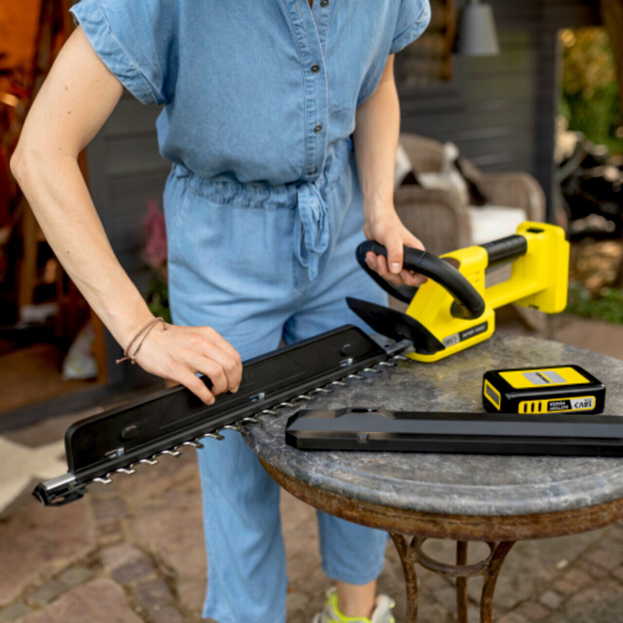 Trimmer pentru gard viu cu acumulator HGE 3-18 Battery Set, Karcher, galben — imaginea 7