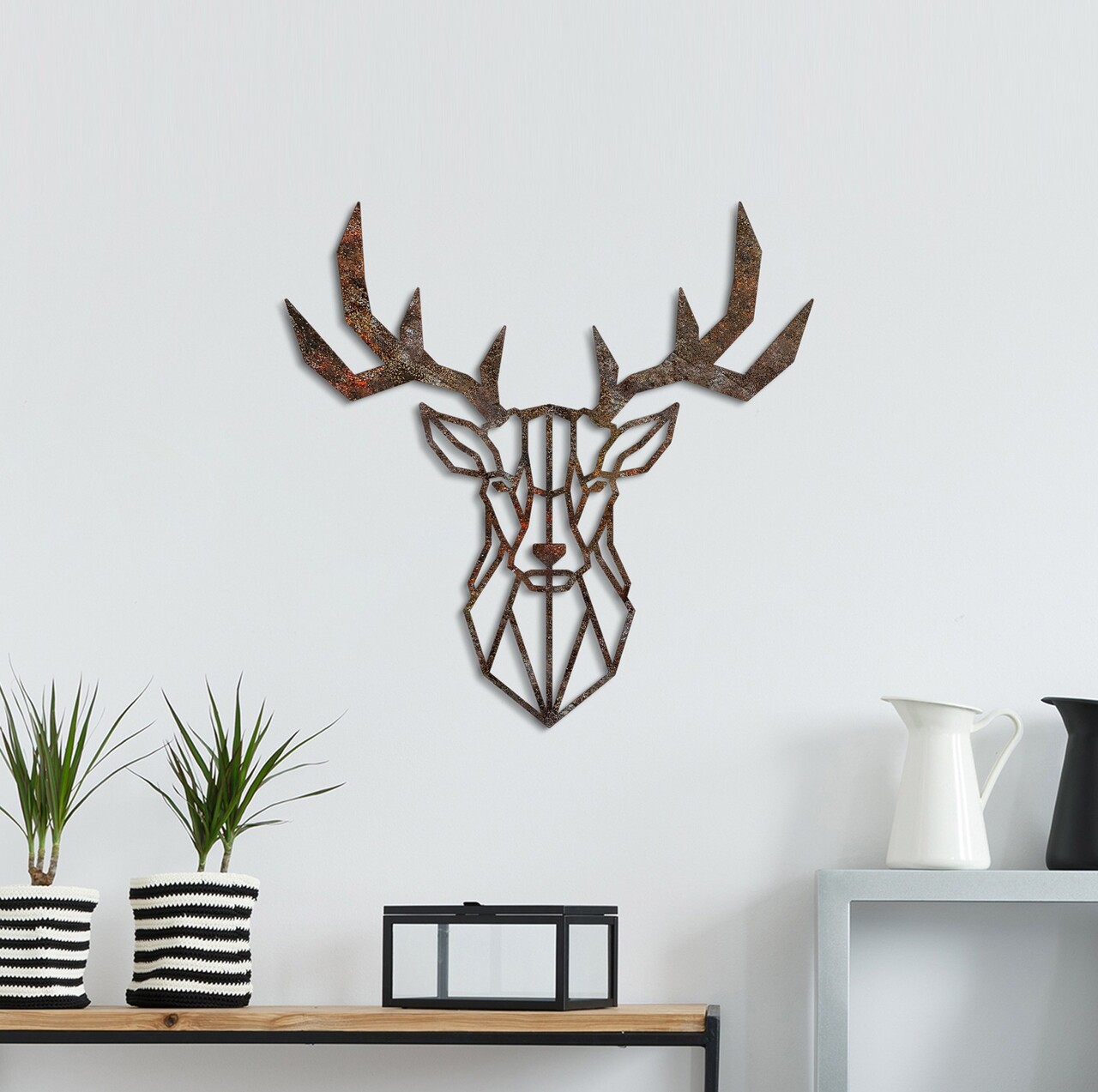 Decoratiune de perete, Rusty Deer 1, Dimensiune: 51 x 51 cm, Maro antichizat - view 2