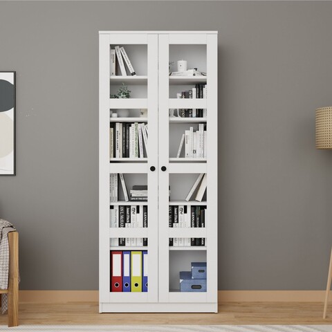 Dulap multifunctional, Miwood, Lucas Glass 1600-68, Alb