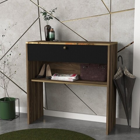 Consola Luis, Talon, 90 x 35.5 x 90 cm, walnut/negru 35.5