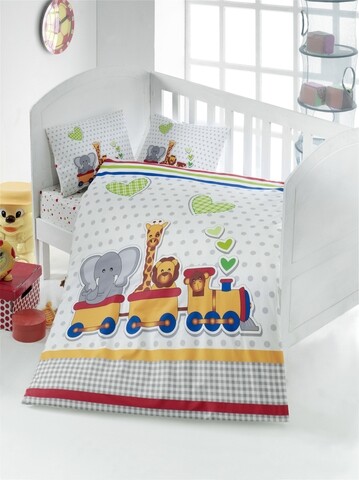 Lenjerie de pat pentru copii, Victoria, Madagaskar, 4 piese, 100% bumbac ranforce, multicolor /100