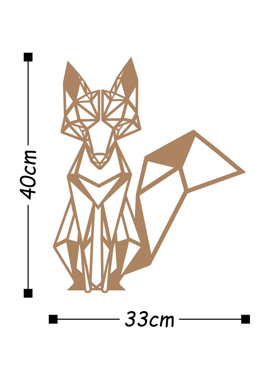 Decoratiune de perete, Fox, Metal, Dimensiune: 33 x 40 cm, Cupru