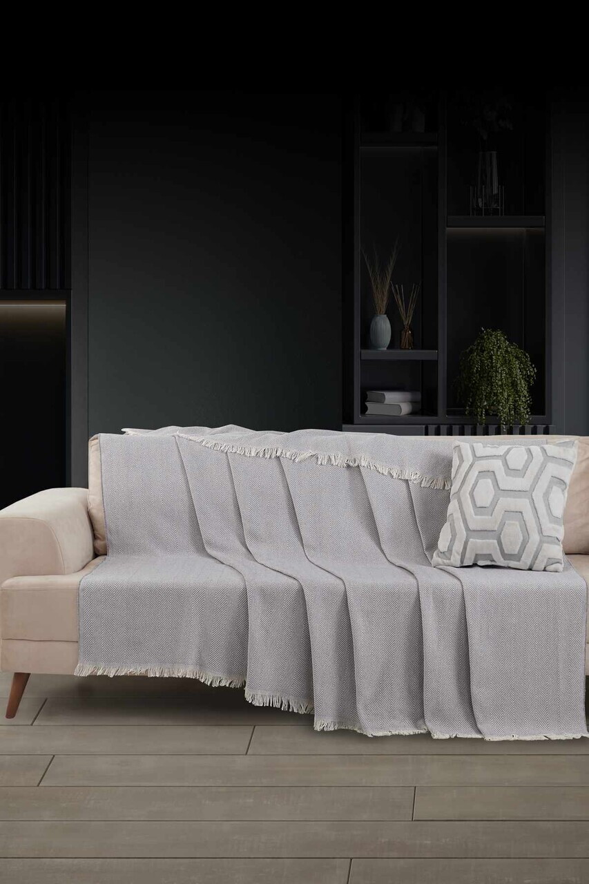 Cuvertura de pat, L'essentiel Maison, 2M Baglamasiz, Bumbac, Gri — imaginea 2