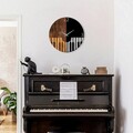Ceas de perete, Piano, Lemn/metal, Dimensiune: 56 x 3 x 56 cm, Nuc / Negru