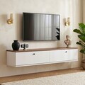 Comoda TV, Nordure, Ligne 140, 140x25x25 cm, Pin Atlantic / Alb