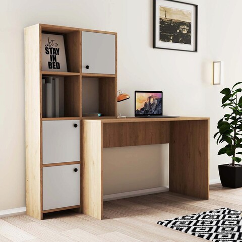Birou, mezza, silence, 156.8x146.8x51.5 cm, stejar / alb