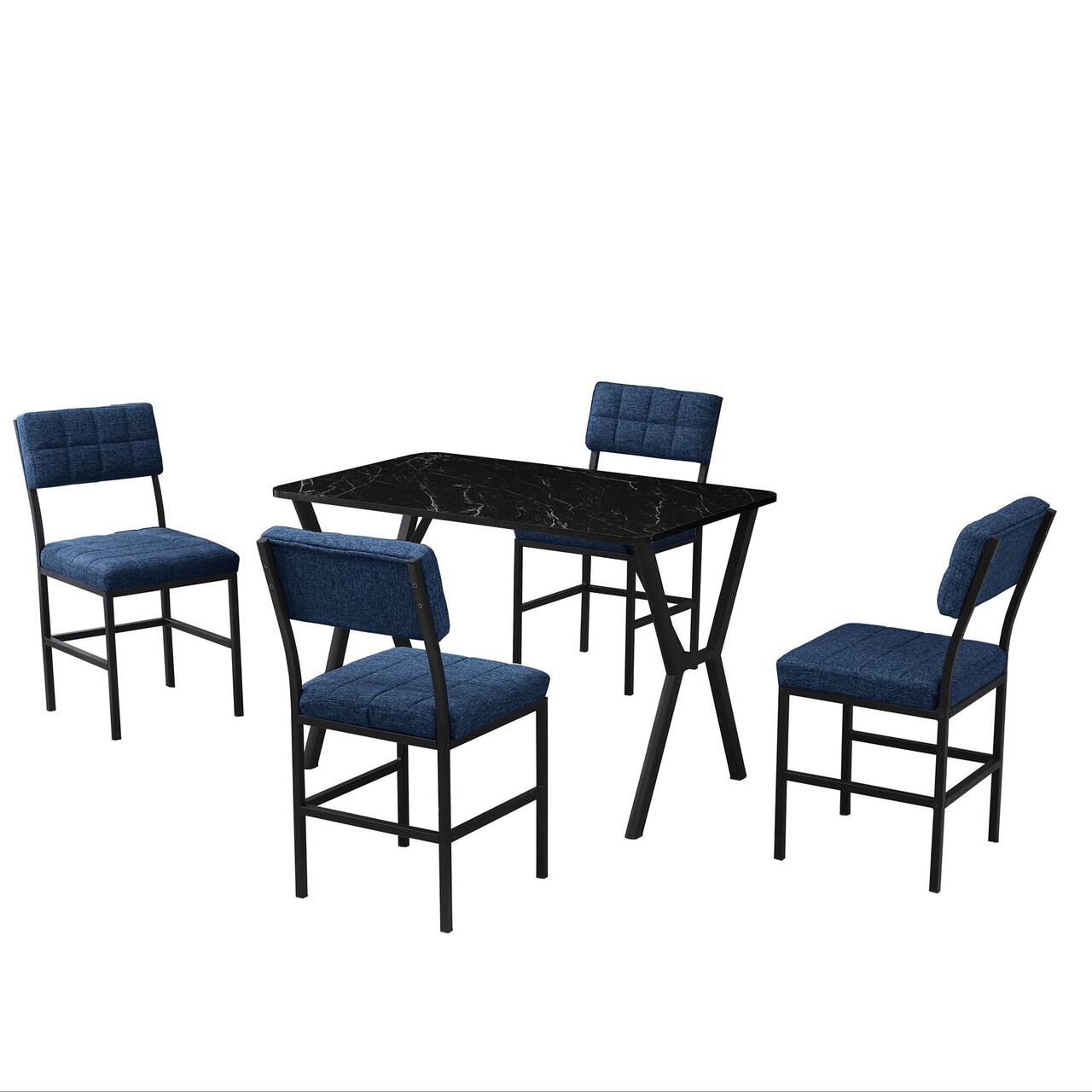 Set masa extensibila si scaune, Hanah Home, Dubai, Navy Blue / Black - view 4