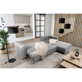 Coltar extensibil dreapta 4 locuri ELTAP, RT-03NU, Dalia, 289x190x95 cm, lemn/poliester, gri deschis