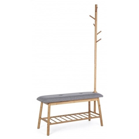 Cuier cu bancheta, Audrey, Bizzotto, 90x30x165 cm, bambus/poliuretan