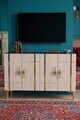 Consola, Hanah Home, Ilay 120, 120x75x32 cm, Antracit / Travertin / Auriu