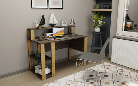 Birou, retricy, queens, 120x59.6x95.2 cm, pal, wenge / stejar