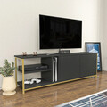 Comoda TV, Retricy, Primrose, 160x35.3x50.8 cm, PAL, Antracit / Aur