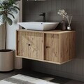 Dulap de baie cu chiuvetă, Hanah Home, 2541, MDF, Maro