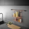 Polita dubla depozitare condimente City Copper, Metaltex, 13 x 38 x 35 cm, inox/invelis Polytherm, cupru