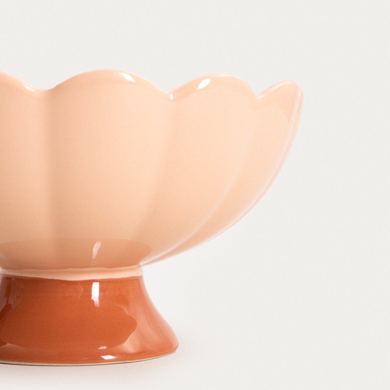 Platou cu picior Brisa, Homla, 21x12 cm, ceramica, bej/portocaliu - imagine 3