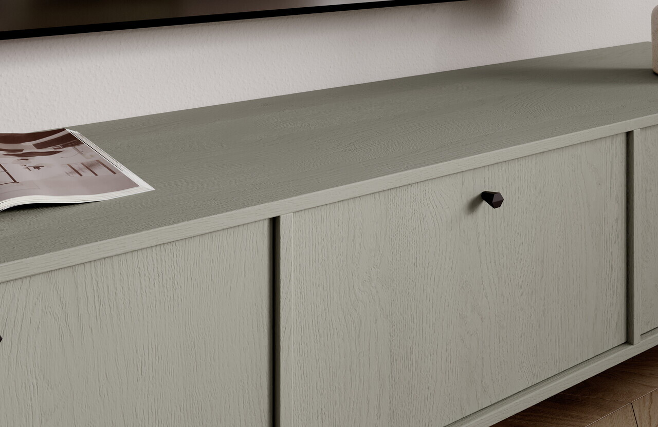 Comoda TV ADRK, Tili 3D, 180x40.8x50 cm, PAL laminat, verde eucalipt — imaginea 5