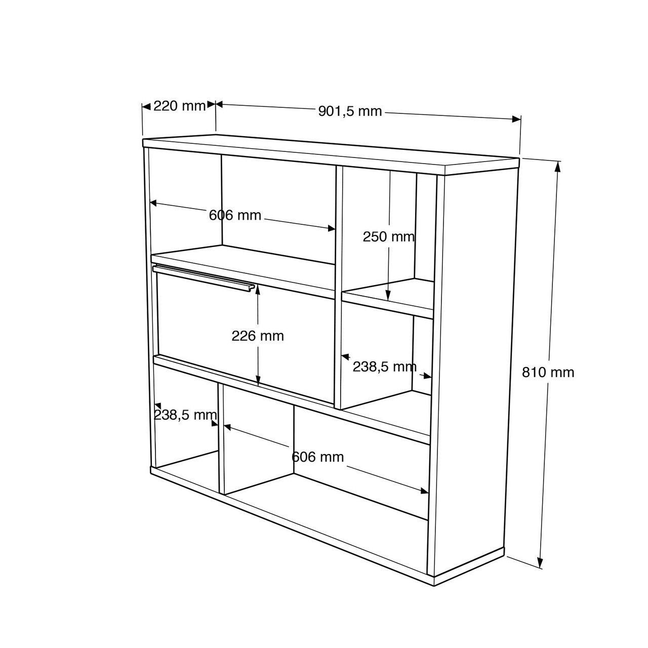 Raft de perete, Locelso, On5-Su, 90.1x81x22 cm, PAL, Nuc / Stejar