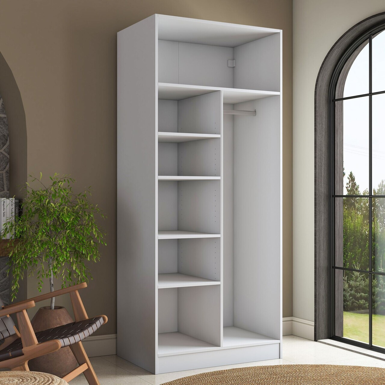 Dulap pentru haine, Hanah Home, BA224, 90x210x57.5 cm, PAL melaminat, Alb - view 7