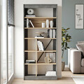 Corp biblioteca Viva, Pakoworld, 75.5x25x170 cm, PAL/metal/MDF, gri vintage/natural