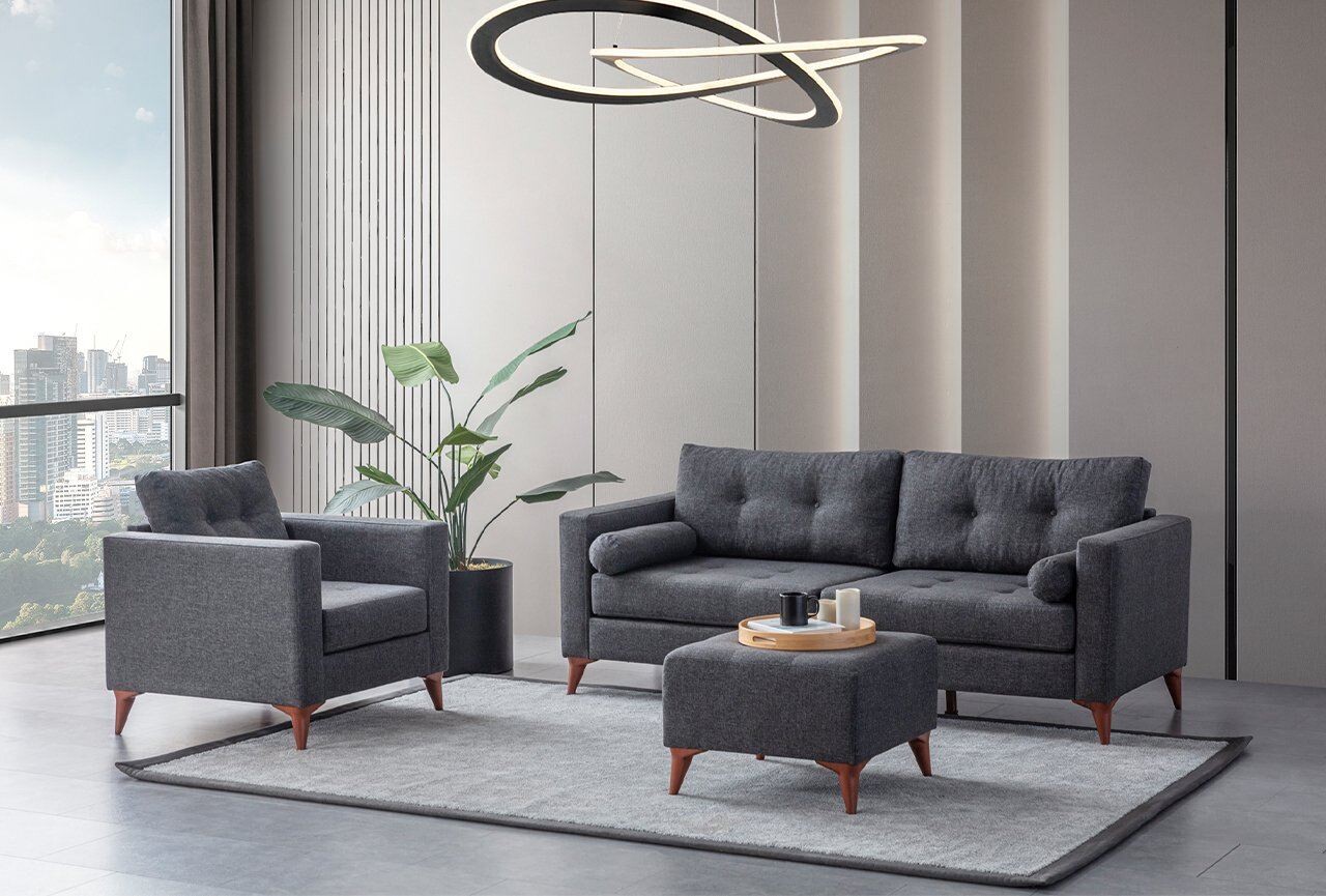 Canapea 3 locuri, Atelier del Sofa, 752EST1105, Lemn de carpen;PAL, Antracit - view 2