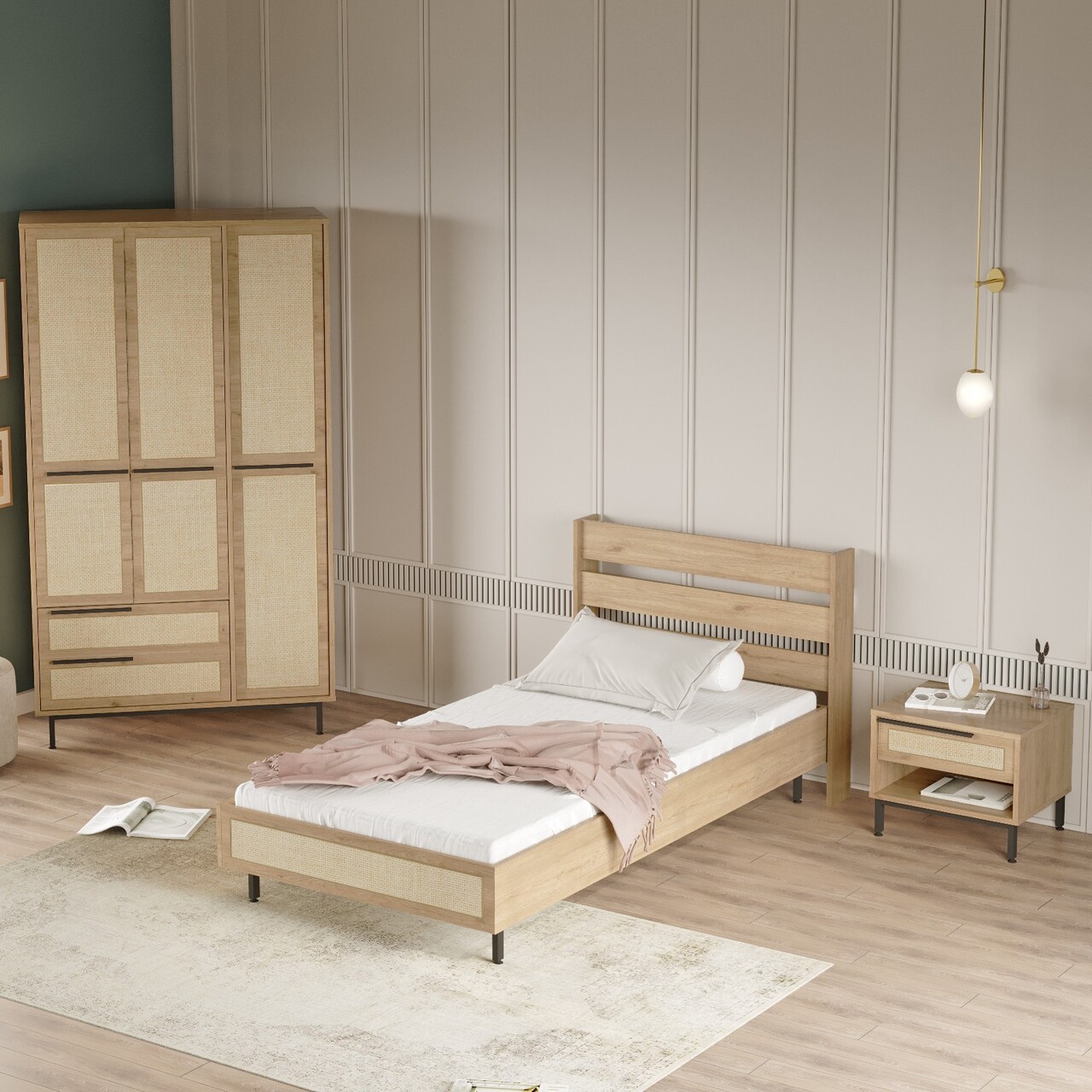 Set dormitor pentru copii, Locelso, ON23-SU, Stejar - 1 | YEO